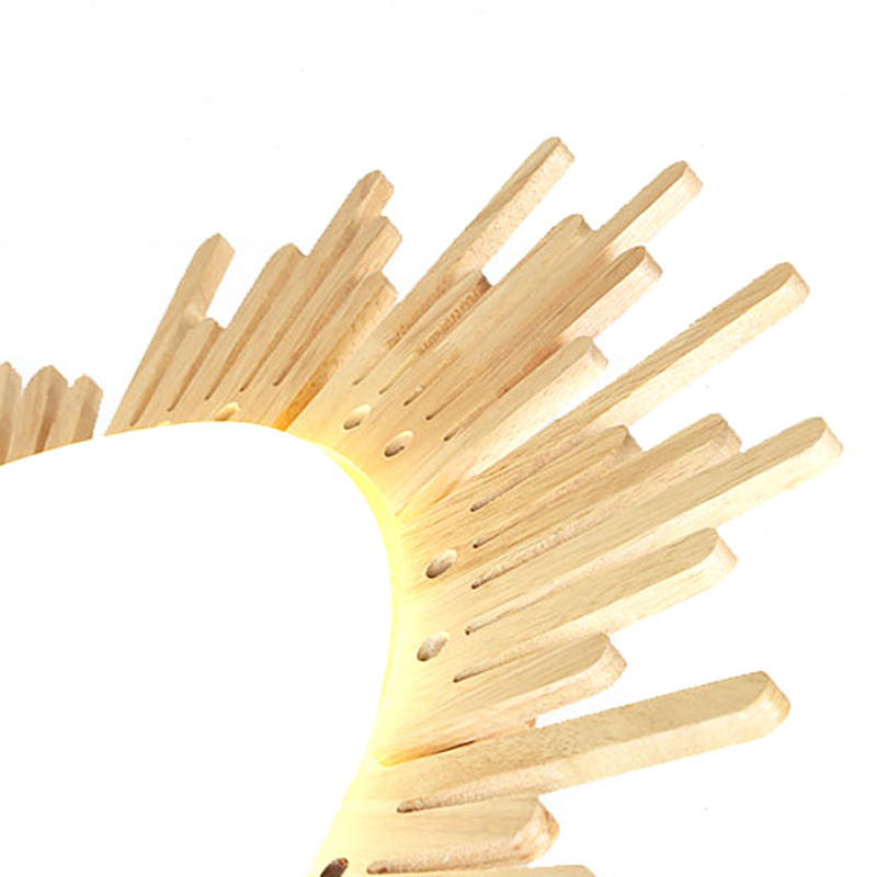 Wooden Round Ceiling Light Chic Modern Flush Ceiling Light Fixture for Dining Room