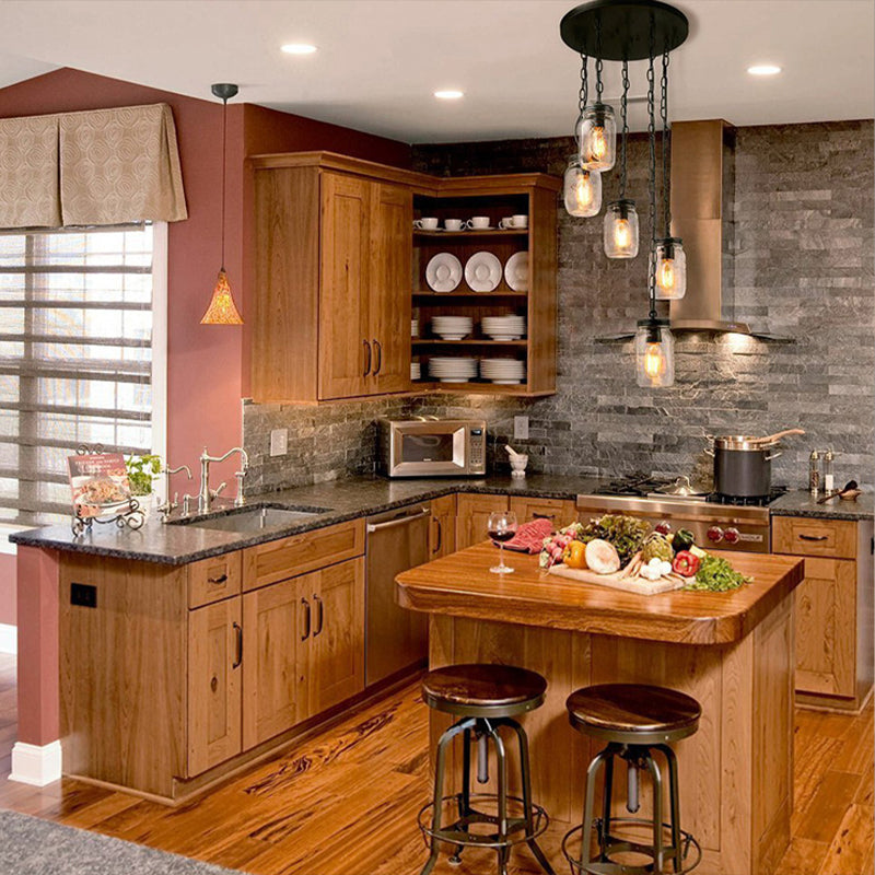 Schwarzer 5-Licht-Cluster-Anhänger moderner klarer Glasglas-Schattenhängeleuchte mit Kabel/Kette und rundem Baldachin