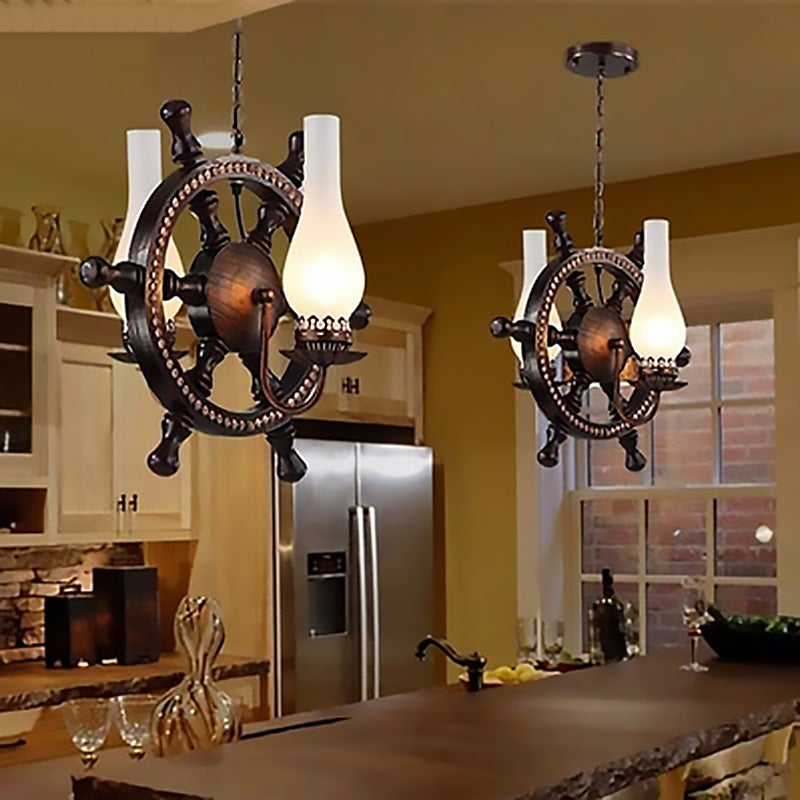 Bouteille de bouteille en verre givré lustre lustre vintage 2-Light Dining Room Pendant Lighting