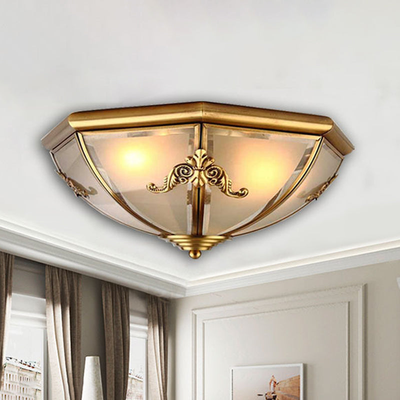 Small/Medium/Large Brass 2/3/6 Lights Flush Mount Classic Opal Glass Bowl Flush Mount Ceiling Light