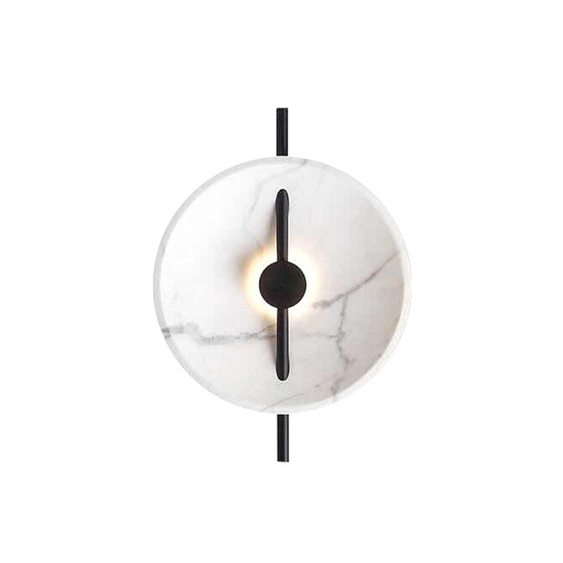 Marble-Look Disc Resin Wall Lamp Designer Black and White LED Sconce Lighting for Bedside