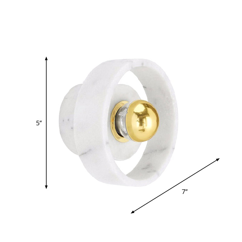 White-Gold Circle Sconce Lighting Designer 1 Bulb Marble Wall Mounted Light Fixture