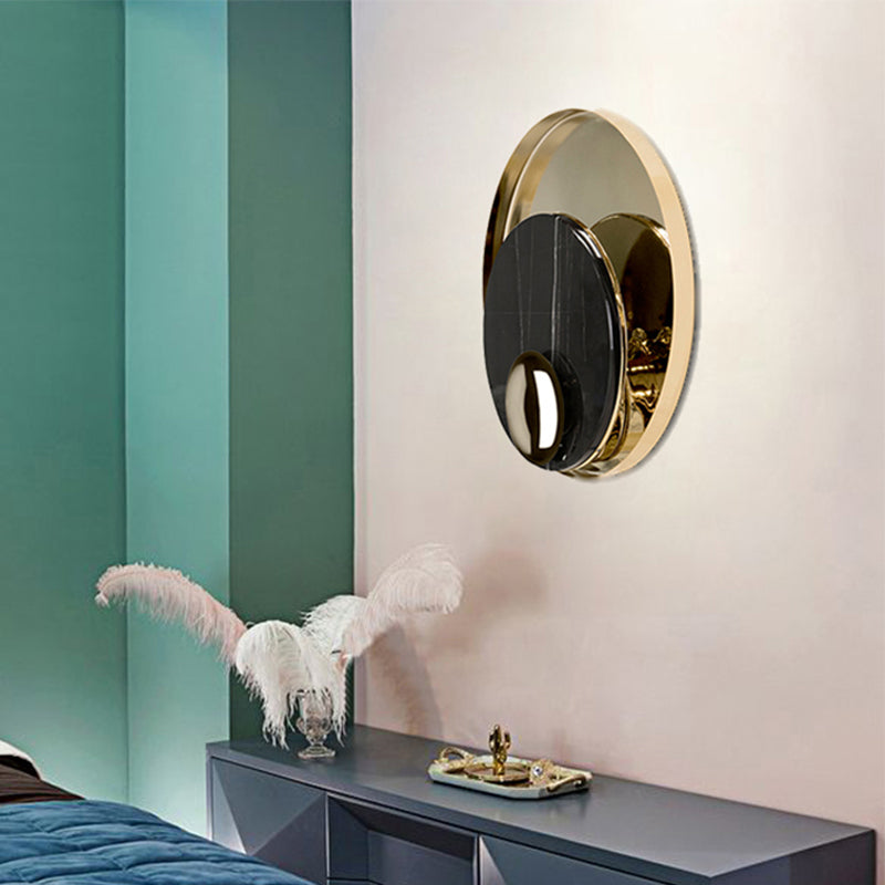 Peacock Tail Feather Wall SCONCE Designer Marmeren woonkamer LED VLOK Mount in zwart/wit en goud