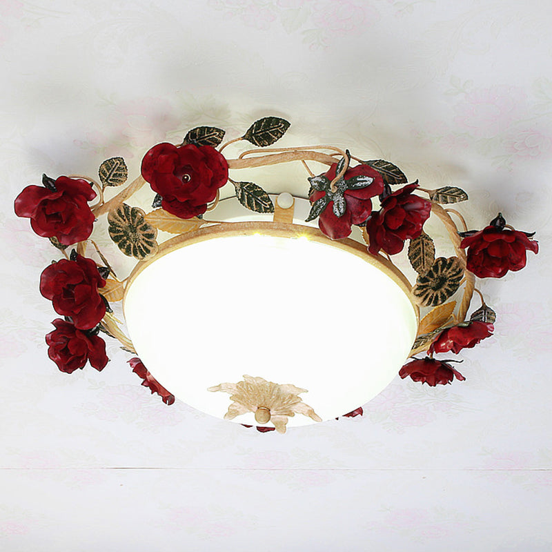 12 "/16" W Bowl Living Room Flush Monte Coreano Flower Frosted White Class 1 - Light Flush Massimale Light