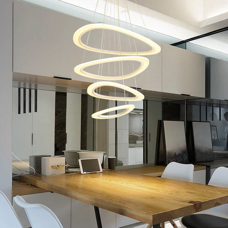 White Teardrop 4/5 Tiered Chandelier Simplicity LED Acrylic Hanging Ceiling Lamp in Warm/White Light