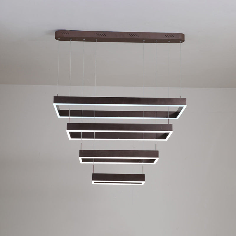 Café de lámpara LED moderno 2/4/5 Luz colgante rectangular cónica con tono acrílico con sombra acrílica