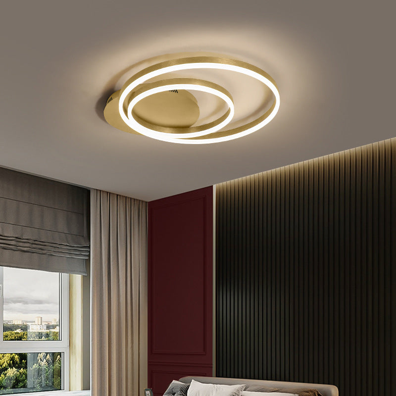 Dual Round Acrylic Flush Ceiling Light Simple Coffee/Gold LED Flush-Mount Light Fixture, Small/Medium/Large