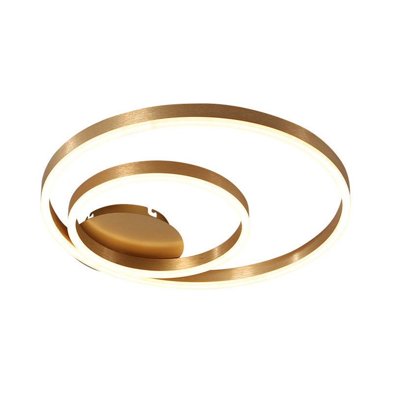Double Circle Bedroom Flush Mount Light Acrylic Simplicity Small/Large LED Ceiling Lighting in Gold, Warm/White Light