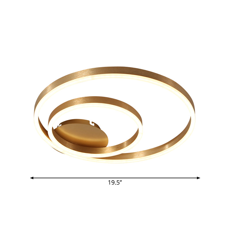 Double Circle Bedroom Flush Mount Light Acrylic Simplicity Small/Large LED Ceiling Lighting in Gold, Warm/White Light