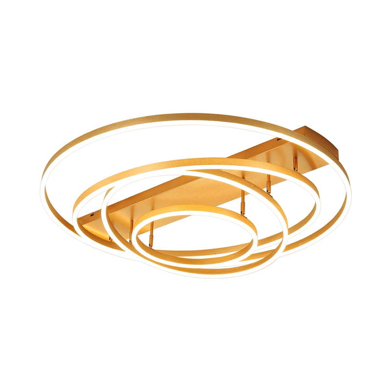 4/5 niveaux de plafond rotatif effilé lampe de plafond moderne Metallique Gold Hoop LED SEMI FUX MONT EN LIGHTE CHAUD / BLANC