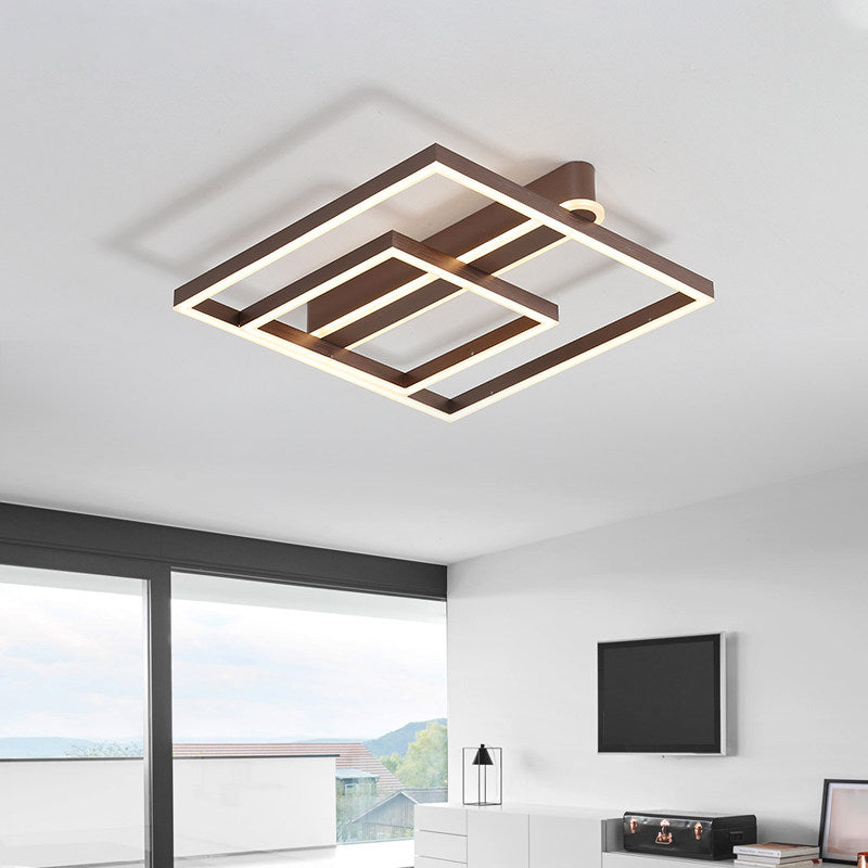 Acrylic Square Frame Ceiling Flush Simple Gold/Coffee Finish LED Flushmount Light for Bedroom