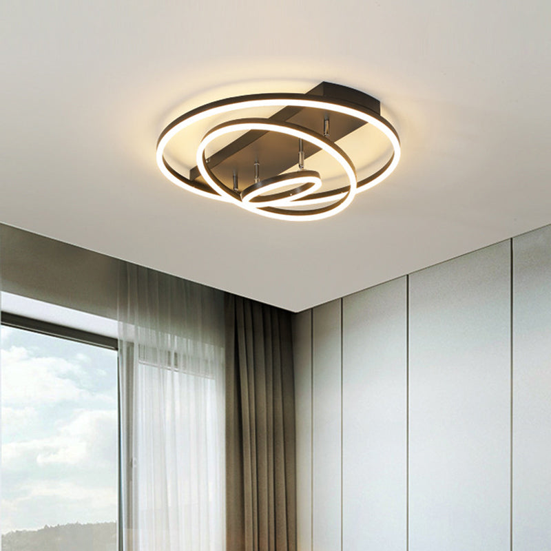 Plafonnier LED moderne à 3/5 niveaux en métal pour chambre à coucher, semi-encastré rotatif, noir/or