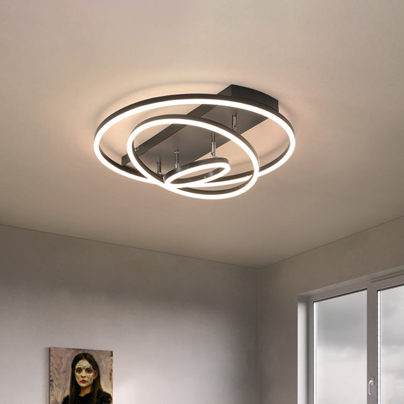 Plafonnier LED moderne à 3/5 niveaux en métal pour chambre à coucher, semi-encastré rotatif, noir/or