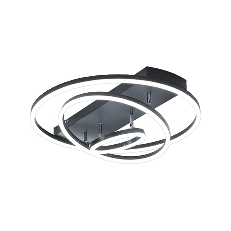 Plafonnier LED moderne à 3/5 niveaux en métal pour chambre à coucher, semi-encastré rotatif, noir/or