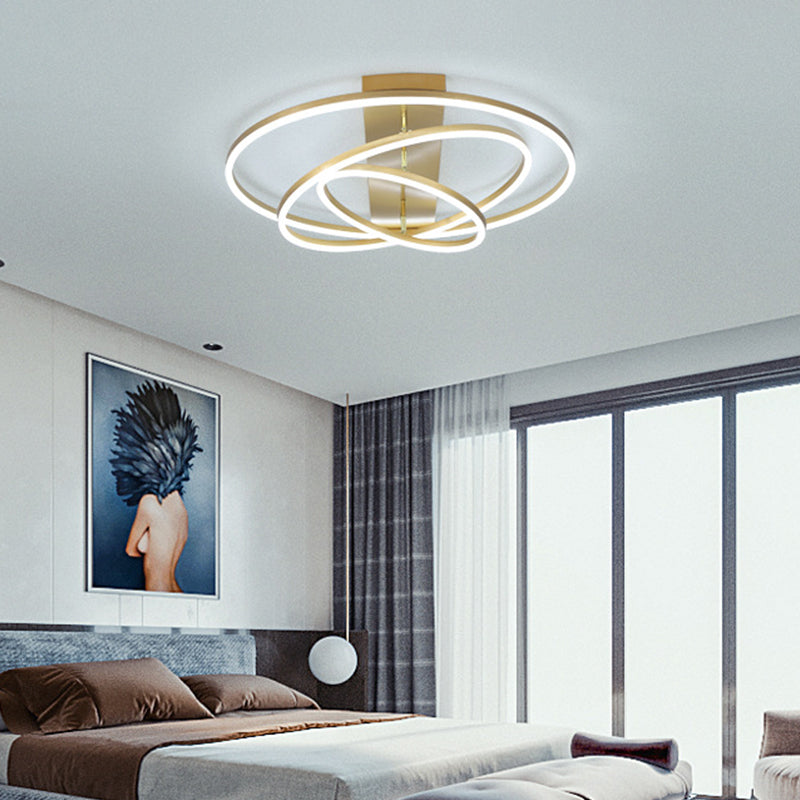 Plafonnier LED moderne à 3/5 niveaux en métal pour chambre à coucher, semi-encastré rotatif, noir/or
