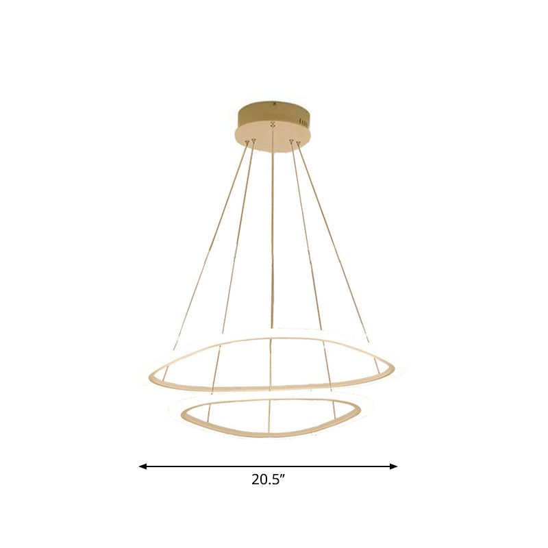 Candelera blanca minimalista de luz colgante LED de comedor con triángulo de 2/3 de nivel/tono acrílico redondo