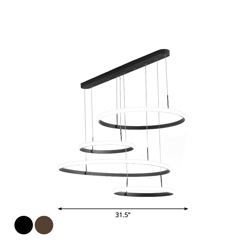 Lampadino a 4 teste LED LED LADELIER Minimalista Lampada a ciondolo a bagliore esterno con cerchio Acrilico Ombra