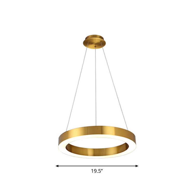 Gepolijste gouden ring LED hanglampverlichting eenvoudige roestvrijstalen kleine/grote kroonluchter lamp