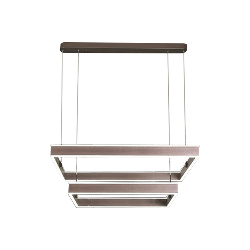 2/3/4 TIERS vierkante woonkamer kroonluchter acryl minimalistische led suspensie hanger in koffie, warm/wit licht