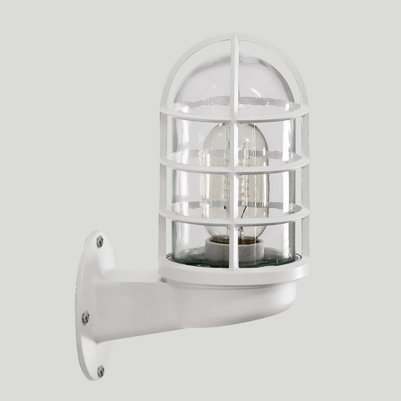 Capsule de loft Capsule Lampe de lampe murale unique Transparent Glass Liver Light avec cage métallique en rose / bleu / rouille