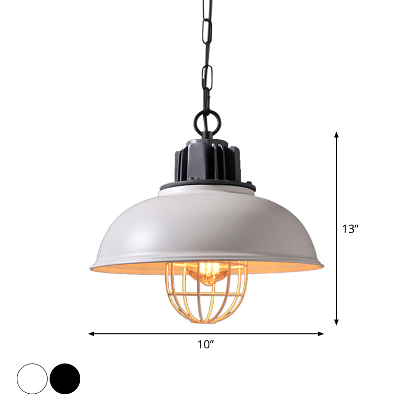 Tazón comedor suspensión iluminación hierro industrial 1 cabeza colgante de caída negra/blanca con jaula
