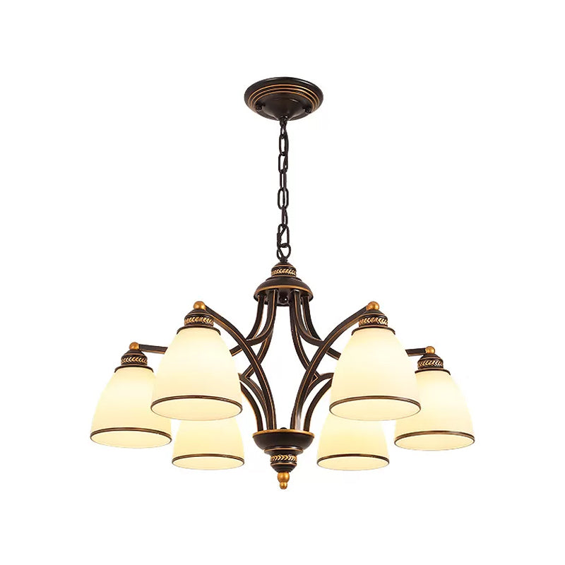 6/8 lichten kroonluchter retro cilinder/bel helder kristal/wit glas hangende hanger in zwart/goud voor woonkamer
