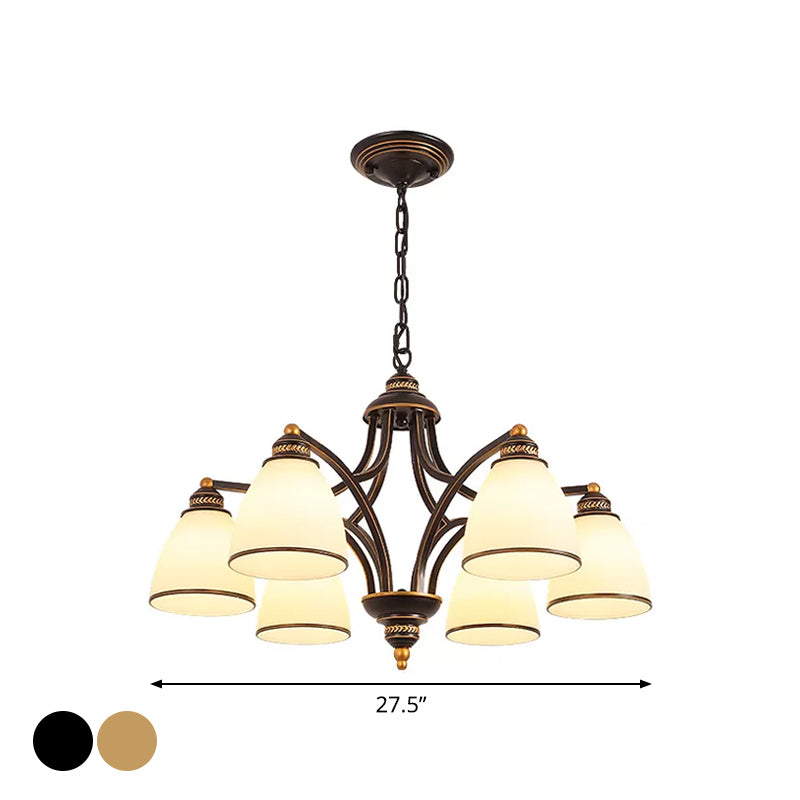 6/8 lichten kroonluchter retro cilinder/bel helder kristal/wit glas hangende hanger in zwart/goud voor woonkamer