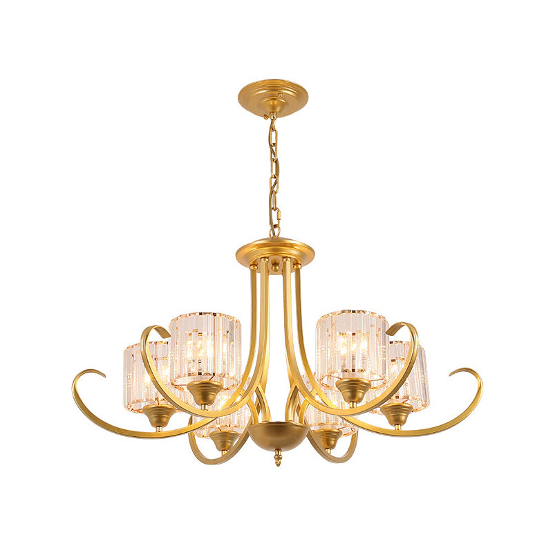 Cilindro soggiorno lampadario vintage cristallo chiaro 6/8 teste nere/oro illuminazione a sospensione con braccio di scorrimento