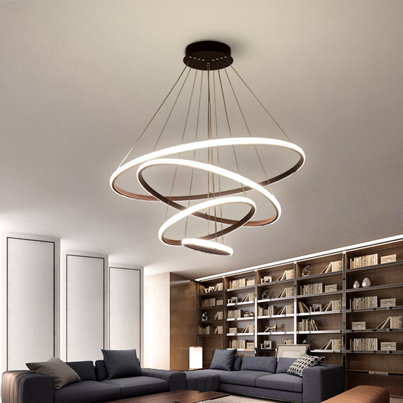 Lampadino a 4 livelli a 4 livelli di soggiorno acrilico minimalista LED LED Assoluta Luce a soffitto in bianco/caffè
