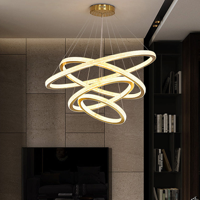 1/3/4-Tier Circle Acrylic Suspension Pendant Minimalism Brass LED Chandelier Light Fixture