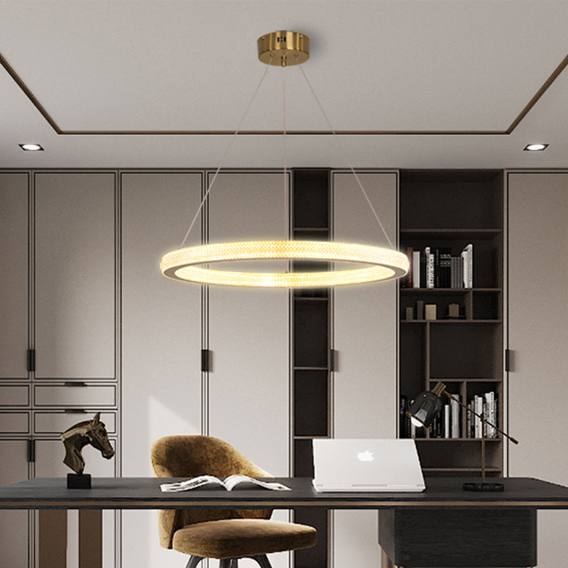 1/3/4-Tier Circle Acrylic Suspension Pendant Minimalism Brass LED Chandelier Light Fixture