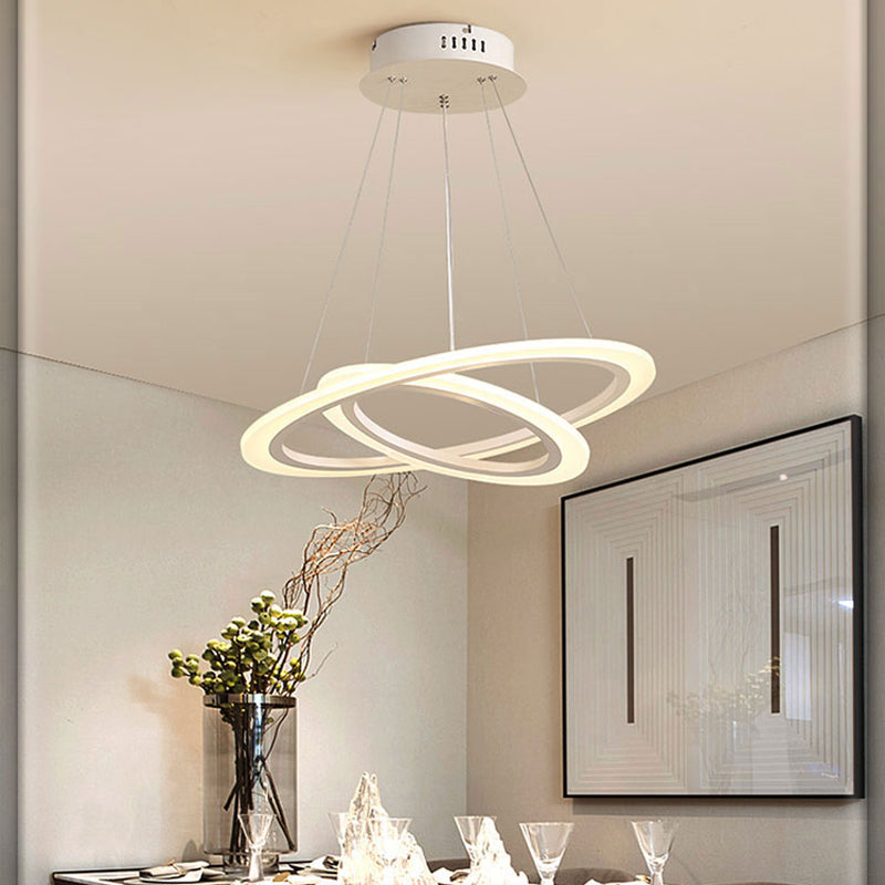 Acrylic 2/3-Tiered LED Chandelier Modern Style Coffee Small/Large Hoop Pendant Light Kit