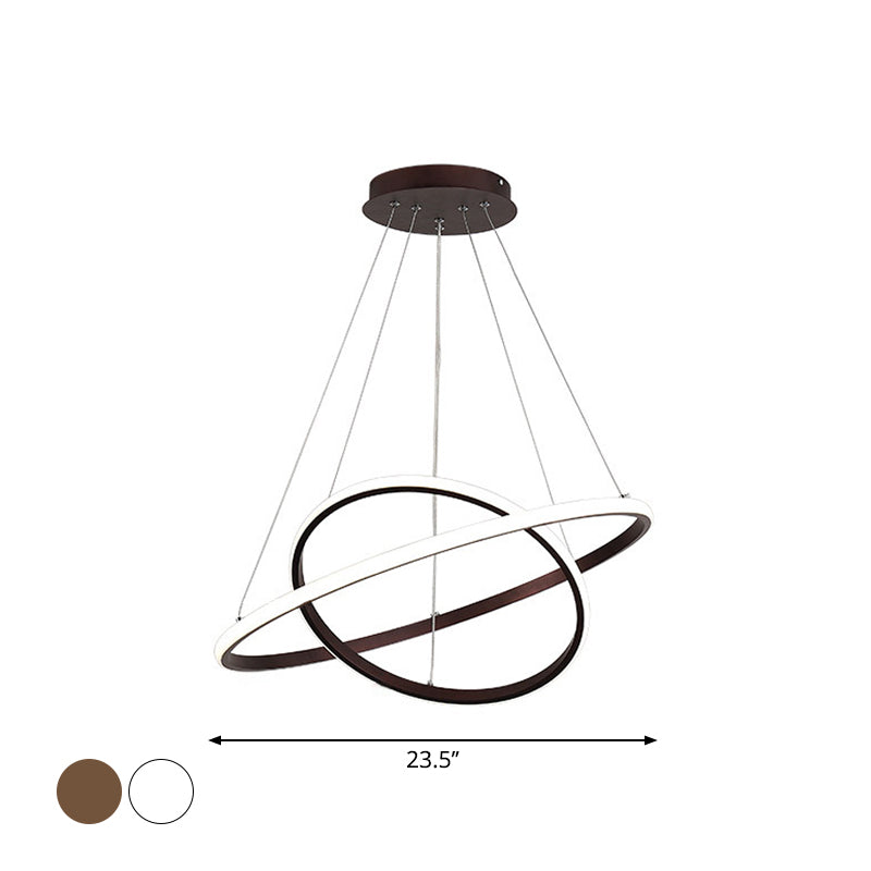 Modern 2/3 a livello tieted a sospensione a sospensione sala da pranzo acrilico LED lampadario a LED in bianco/caffè