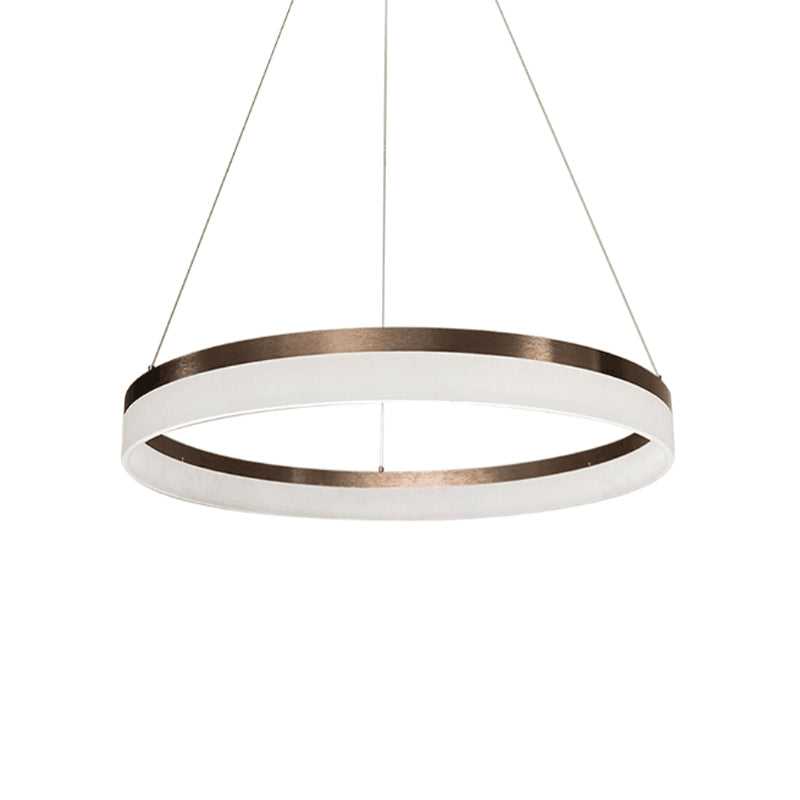 1/2/3-Tier Circle Chandelier Light Minimalistic Acrylic Brown LED Pendant Light Kit for Bedroom