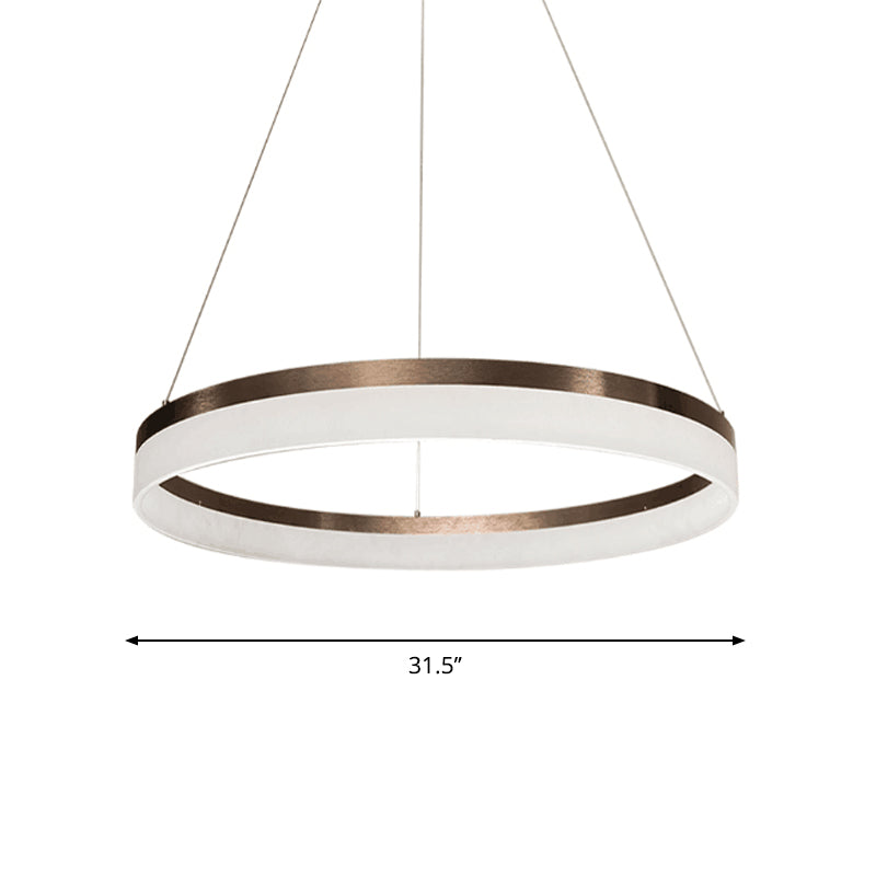 1/2/3-Tier Circle Chandelier Light Minimalistic Acrylic Brown LED Pendant Light Kit for Bedroom