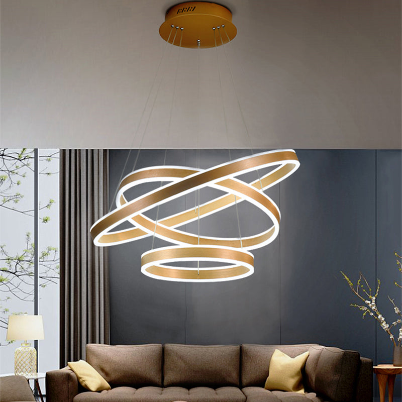 Lampada per appennata a led minimalista Black/Gold/Coffee 3 Circle a livello lampadario con ombra acrilica