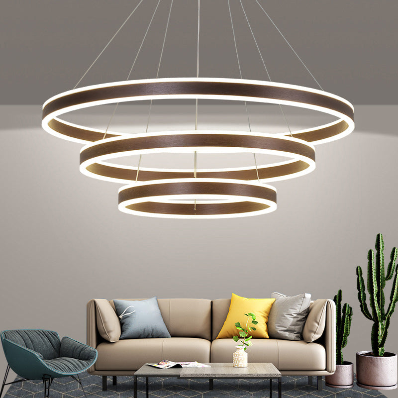 Lampada per appennata a led minimalista Black/Gold/Coffee 3 Circle a livello lampadario con ombra acrilica