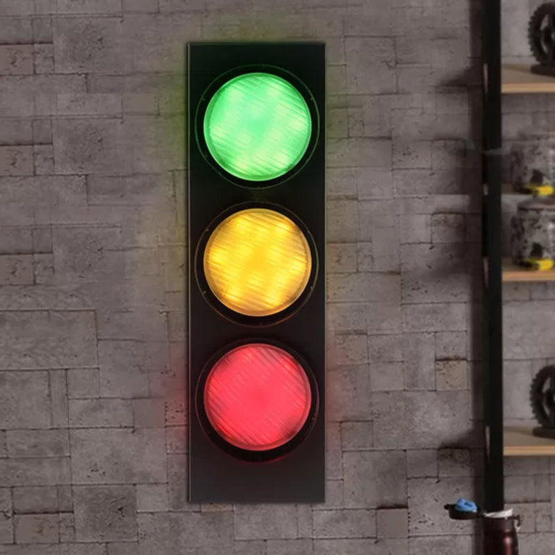 Montano a forma di traffico metallico Luce a parete Luce moderna a 3 luci Disconce da parete in nero per corridoio