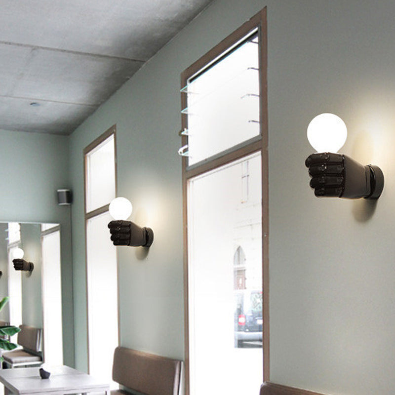 Fist Wall Sconce Art Deco Resin 1-Head White/Black Wall Mounted Light for Office