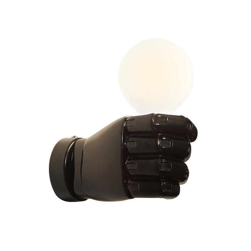 Fist Wall Sconce Art Deco Resin 1-Head White/Black Wall Mounted Light for Office