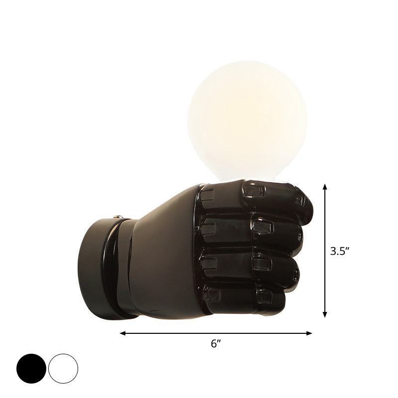 Fist Wall Sconce Art Deco Resin 1-Head White/Black Wall Mounted Light for Office