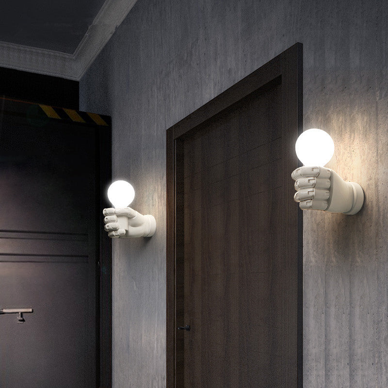 Fist Wall Sconce Art Deco Resin 1-Head White/Black Wall Mounted Light for Office