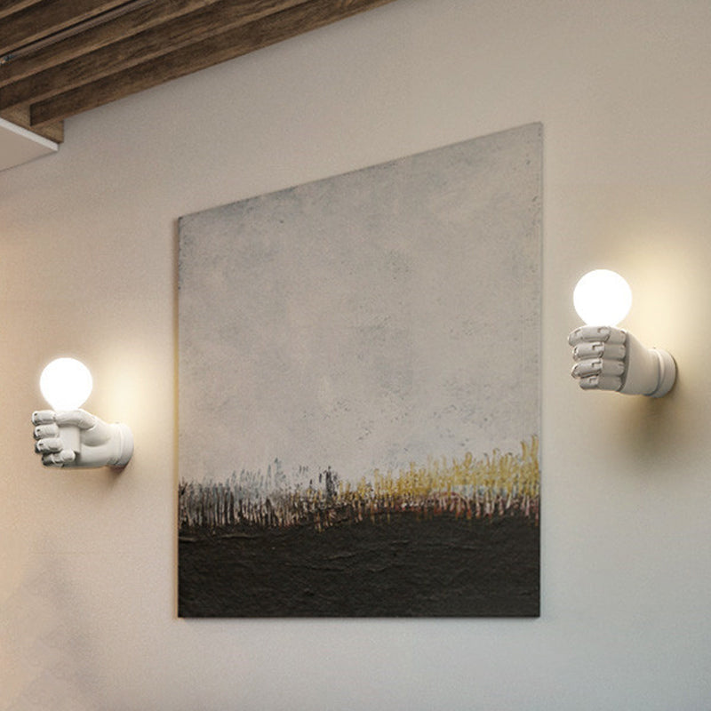 Fist Wall Sconce Art Deco Resin 1-Head White/Black Wall Mounted Light for Office