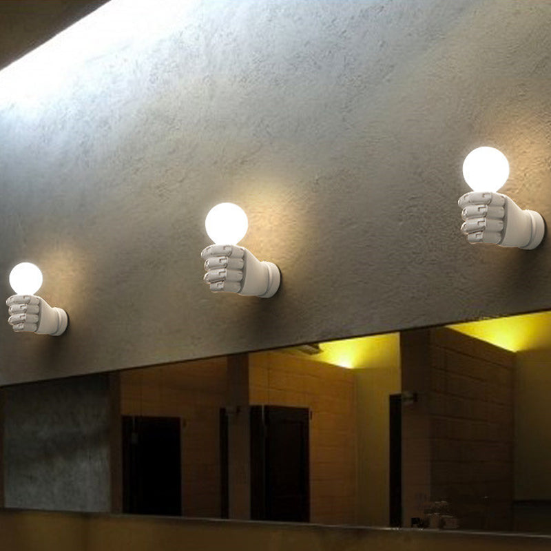 Fist Wall Sconce Art Deco Resin 1-Head White/Black Wall Mounted Light for Office