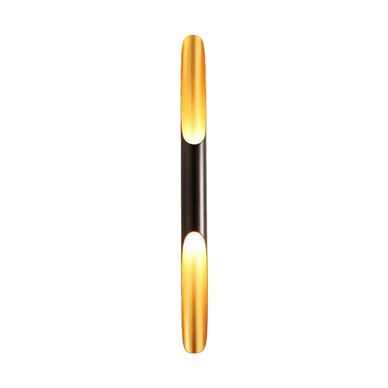 Cylinder Metallic Wall Mounted Light Modern 1/4-Bulb Yellow-Black Wall Sconce for Living Room