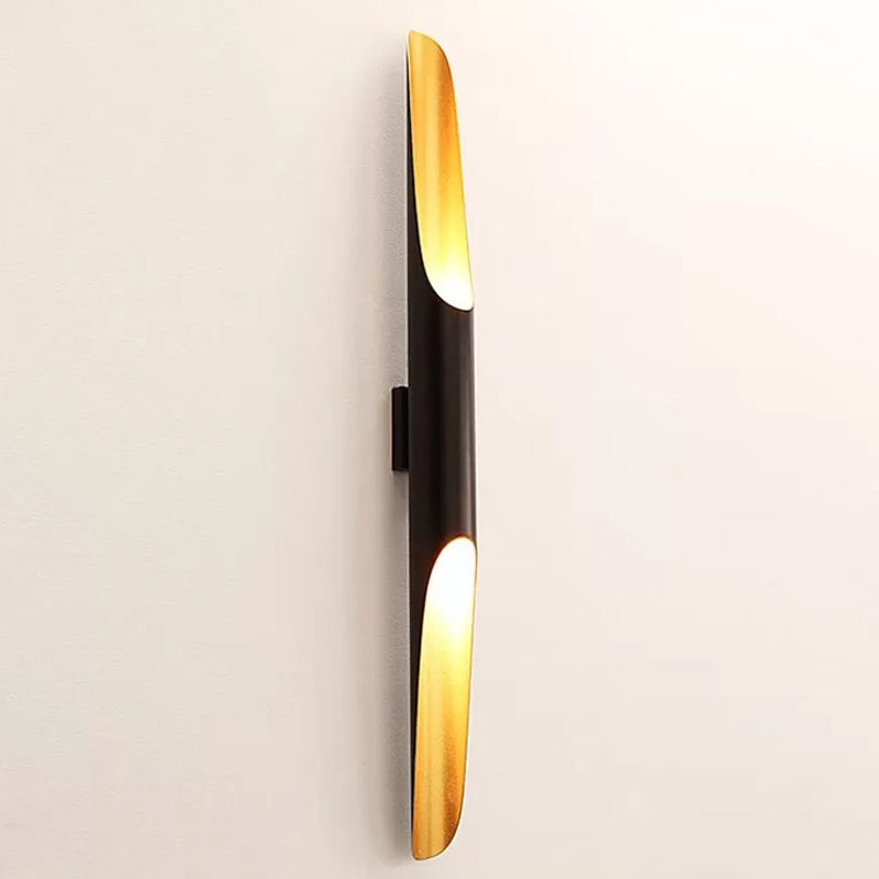 Cylinder Metallic Wall Mounted Light Modern 1/4-Bulb Yellow-Black Wall Sconce for Living Room