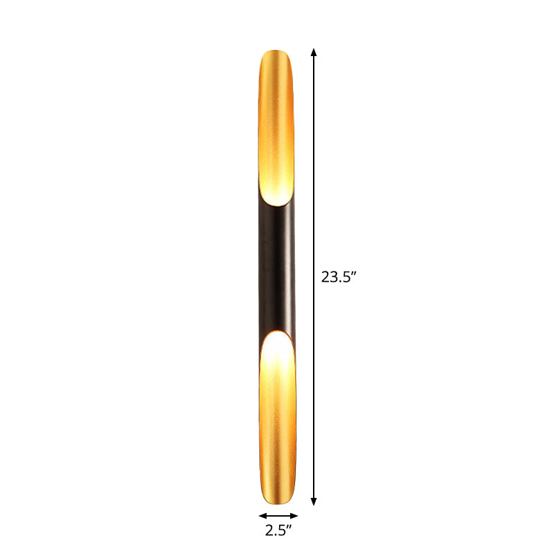 Cylinder Metallic Wall Mounted Light Modern 1/4-Bulb Yellow-Black Wall Sconce for Living Room