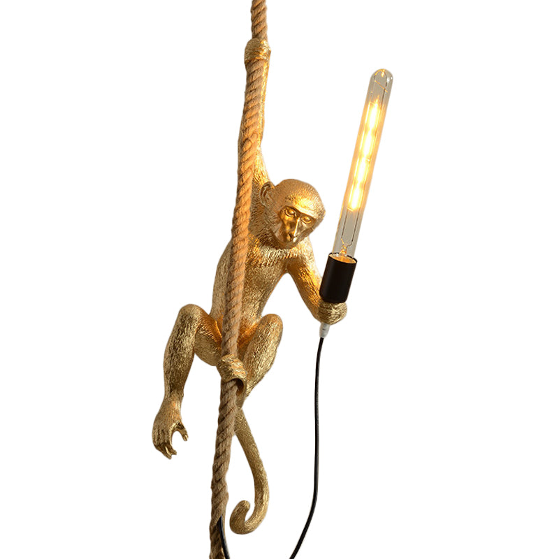 White/Black/Gold Monkey Pendant Light Decorative 1-Head Resin Hanging Ceiling Light for Restaurant