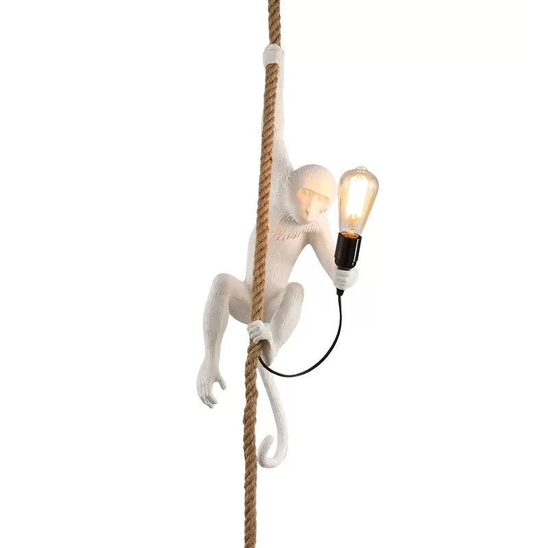 Luz de techo colgante de mono de resina Lámpara colgante blanca moderna de 1 luces con cordón