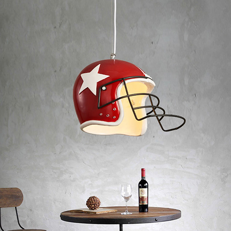 Helmet Pendant Decorative Resin 1-Head Red/White Hanging Ceiling Light for Restaurant